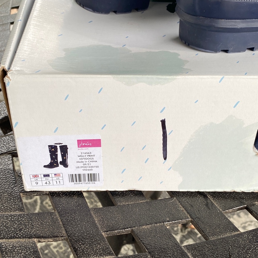 Joules Welly Navy Dog Print Rain Boots Size 11 - Picture 6 of 8